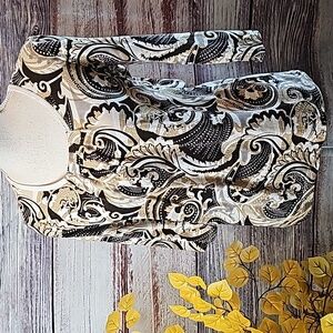 NEW STYLE & CO BROWN PAISLEY PRINT 3/4 SLEEVE PULLOVER TOP